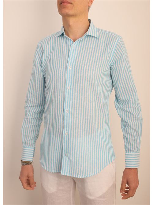 Camicia a righe in lino Linen Color Capri | CAMICIALINORIGHETURCHESEBIANCO